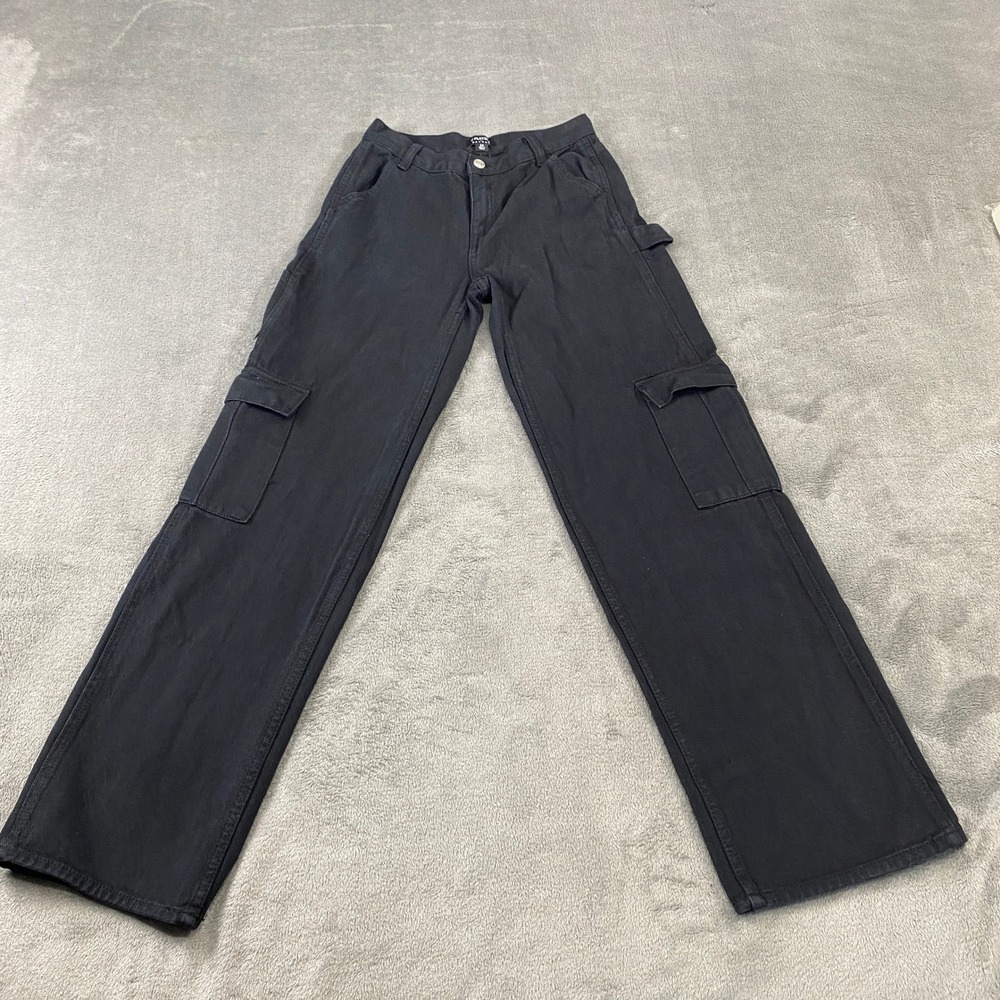 Playboy by PacSun Black Cargo Pants Womens Size 24‎ Wide Leg Carpenter Denim Y2K